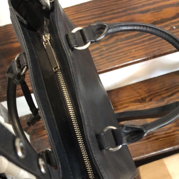 REBECCA MINKOFF Black Leather Two Top Handle Cross Body w Adjustable Strap - Picture 11 of 17